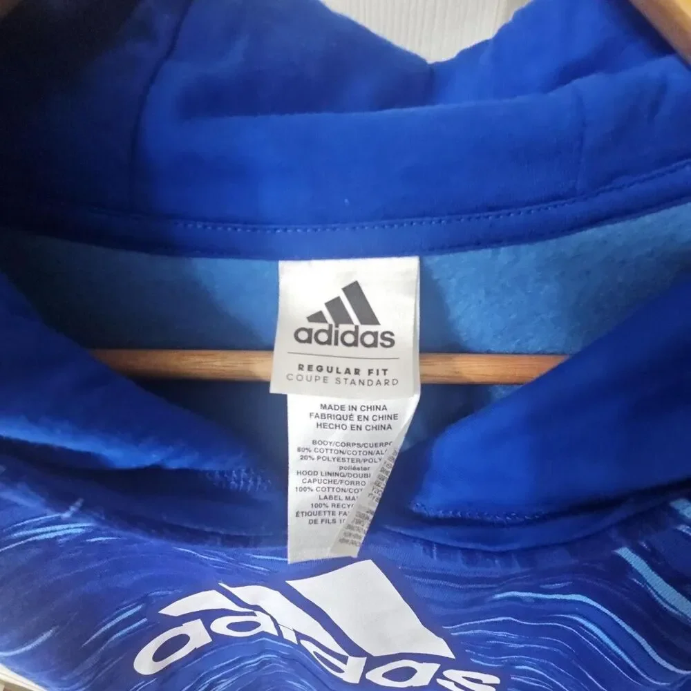 Adidas Regular Fit Liquid Camo Blue Hoodie XL